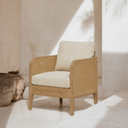 Izmir Cane Wicker and Teak Lounge Chair